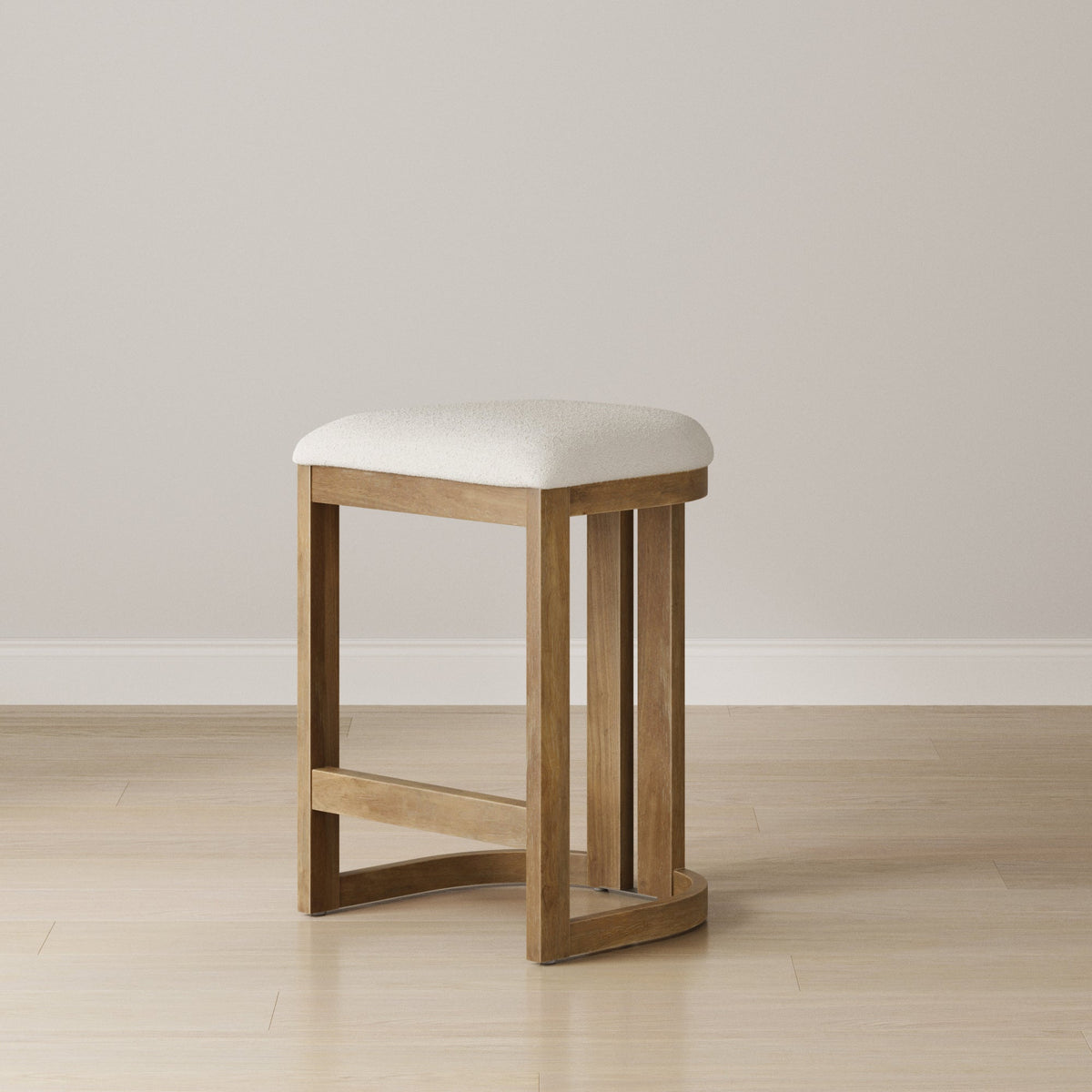Barrel Wooden Backless Bar Stool Light Brown