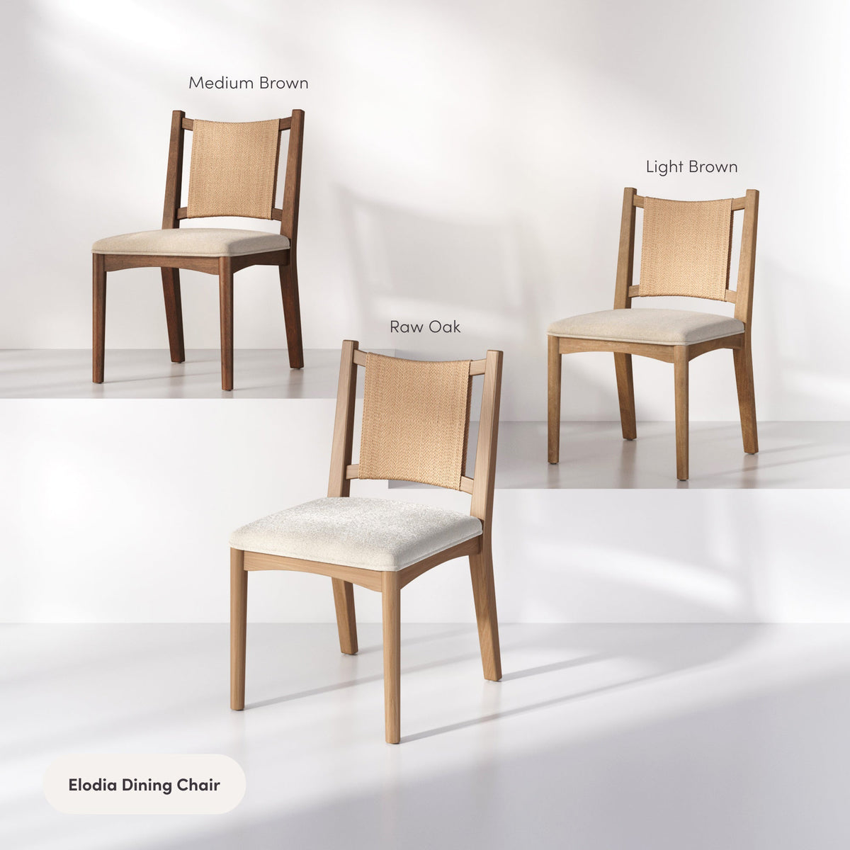 Arched Back Seagrass Boucle Dining Chair Raw Oak
