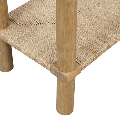 Boho Seagrass & Wood Console Table