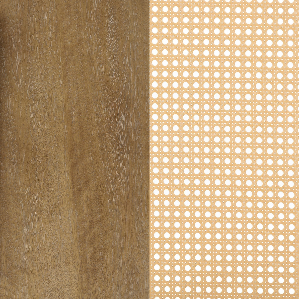 Bohemian Natural Wood & Rattan Dining Table Light Brown