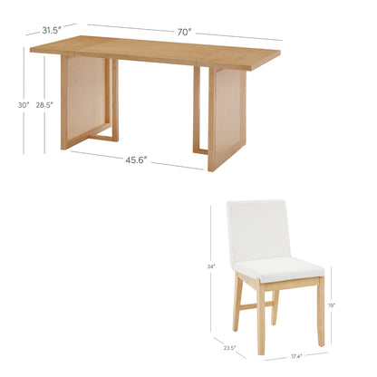 Bohemian Wood & Boucle Dining Set