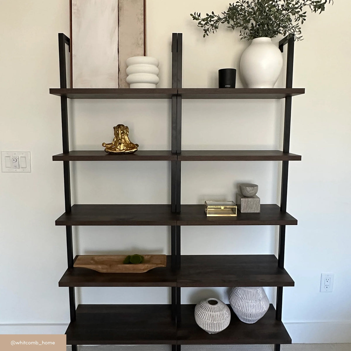 5-Shelf Ladder Bookshelf Nutmeg Matte Black