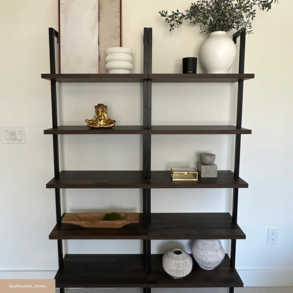 5-Shelf Ladder Bookshelf Nutmeg Matte Black