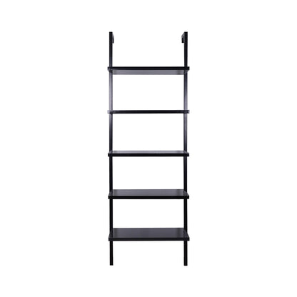 5-Shelf Ladder Bookshelf Black