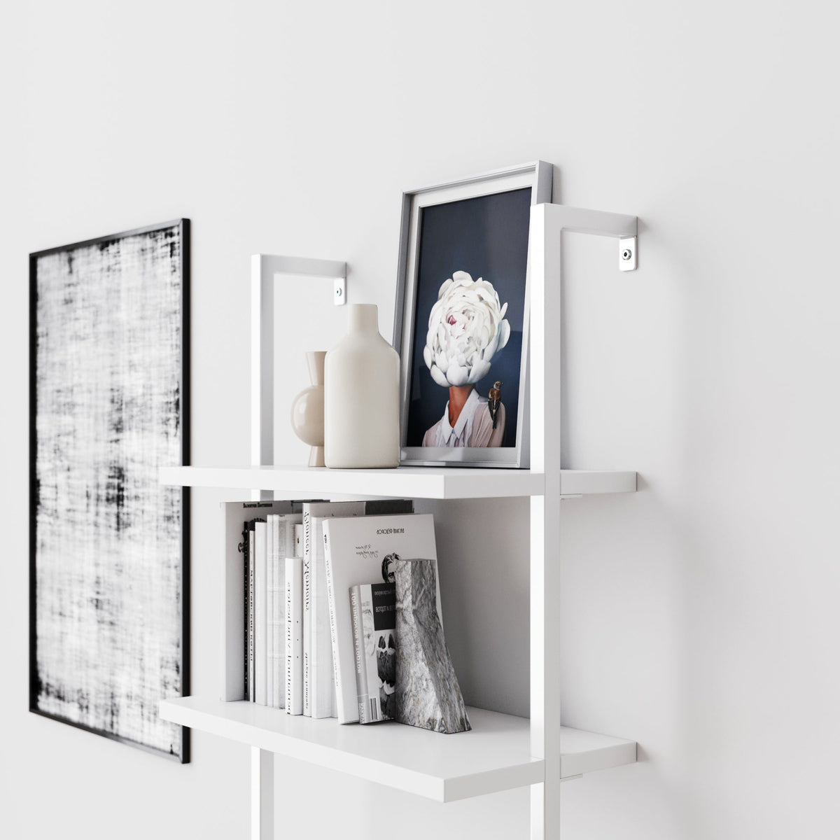5-Shelf Ladder Bookshelf White
