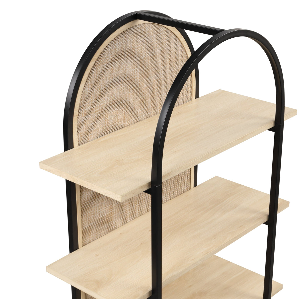 Boho Rattan & Wood Arched Bookshelf